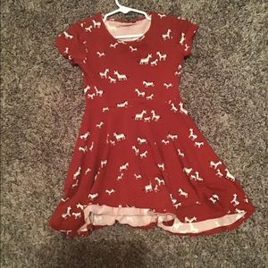 Red dress with horses
